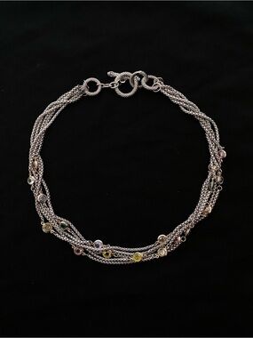 Multi-Chain Silver-Tone Necklace + Multicolor Pastel Gem Accents